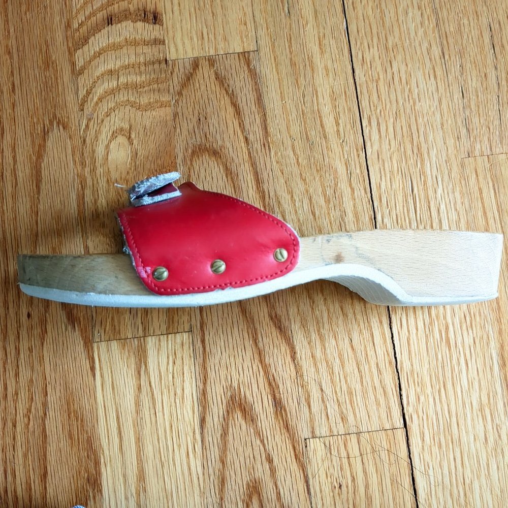 Dr. Scholl’s 70's Original Collection Leather Wood Slide Exercise Clog Sandals - Picture 2 of 12